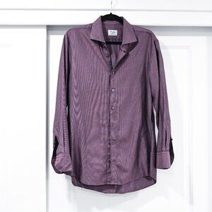 Stenströms Men's Twofold Super Cotton Purple Long Sleeve Button Down Size 41